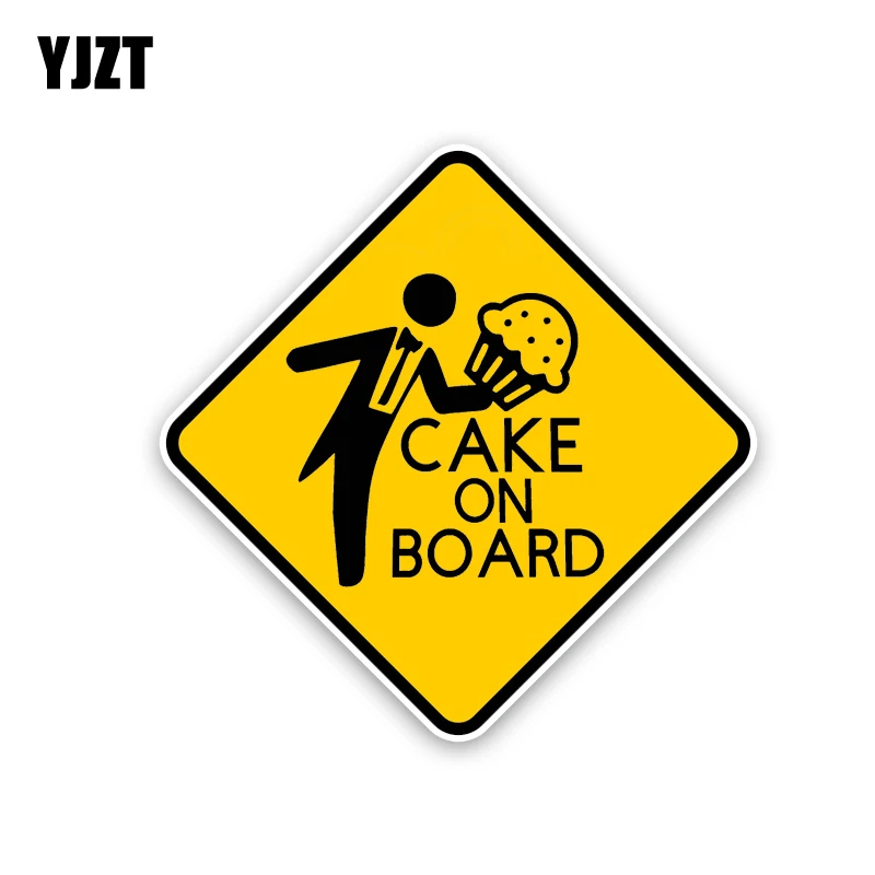 

YJZT 14.7CM*14.7CM CAKE ON BOARD PVC Decal Funny Car Sticker 12-40402