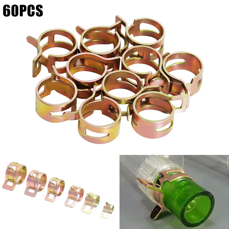

60pcs Water Pipe Clip Hose Clamps Hoops Multifunction Fixed Oil Tube Stainless Steel WWO66