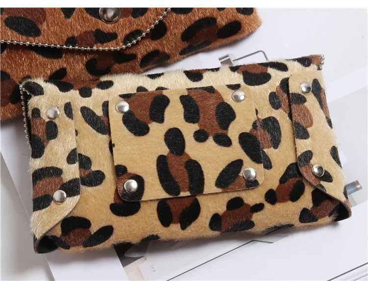 leopardo saco de cintura moda rebites cinto