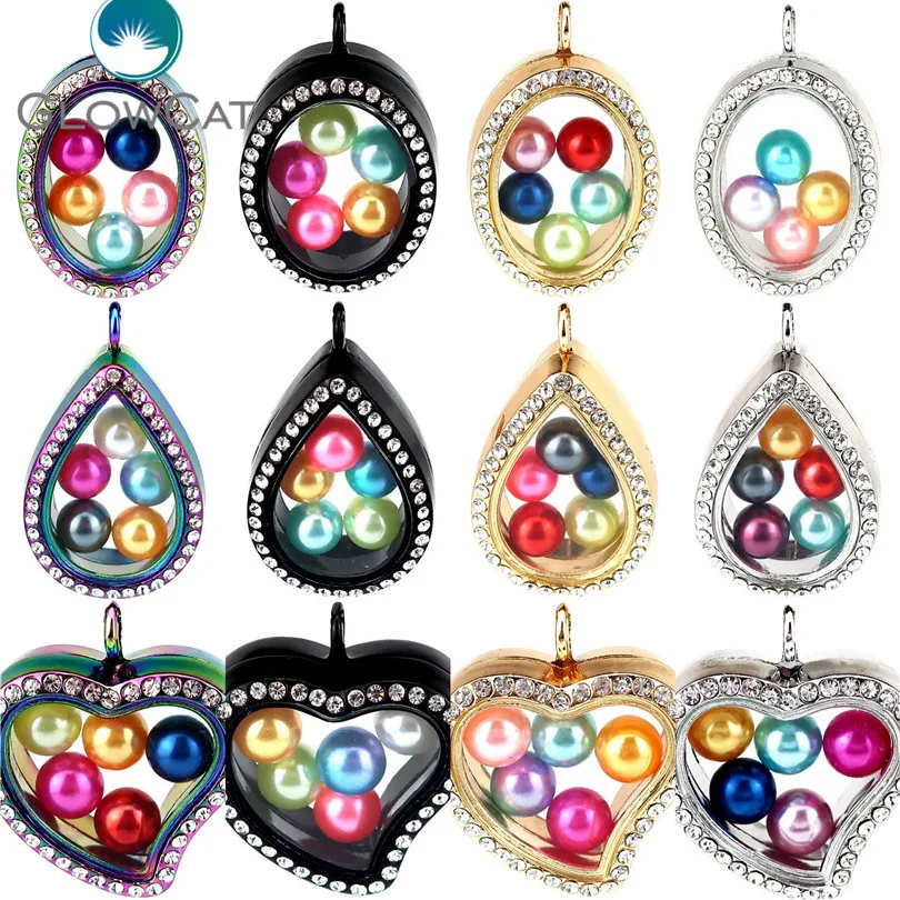 

More Choice Four Colors Geometry Magnetic Living Memory Locket for Charms Floating Locket Pendants