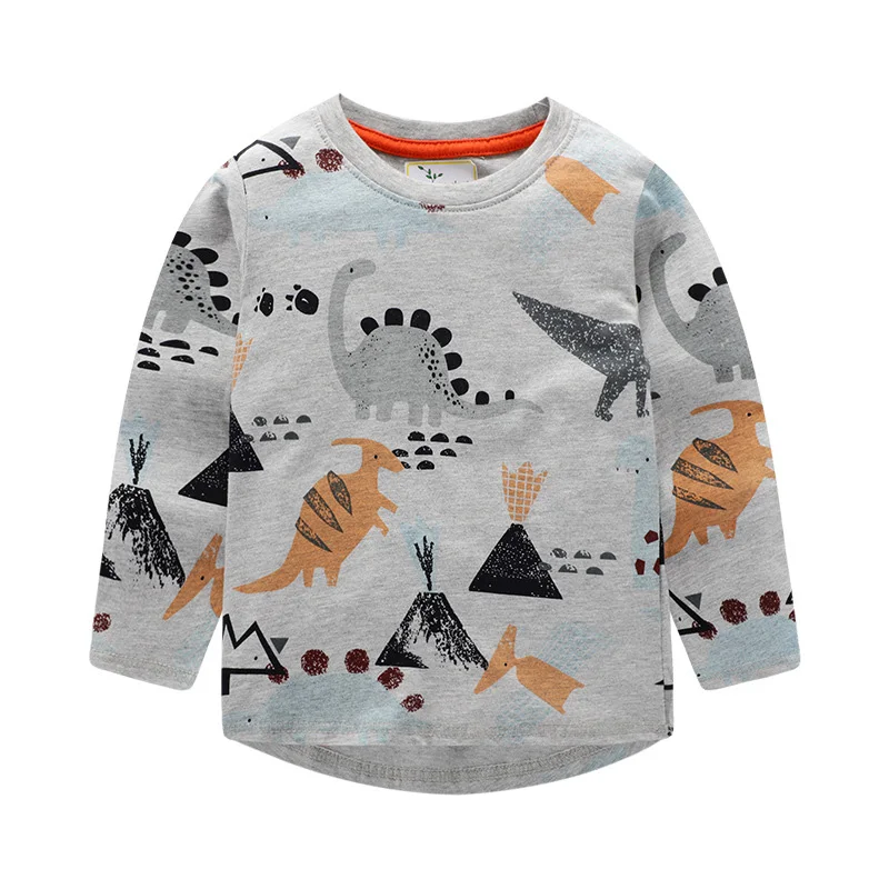 BINIDUCKLING/ детская футболка, толстовка одежда для маленьких мальчиков топы с длинными рукавами с рисунком динозавра, весенне-Осенняя детская одежда