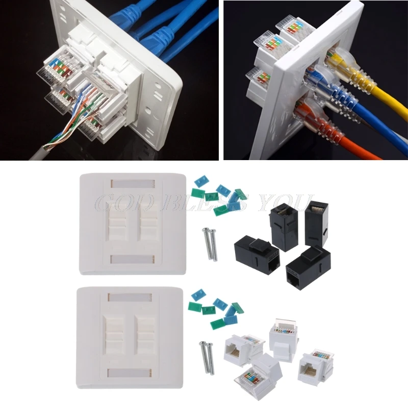 Настенная тарелка 4 Порты RJ45 сети 86 мм Стандартный настенные тарелки CAT5e/CAT6