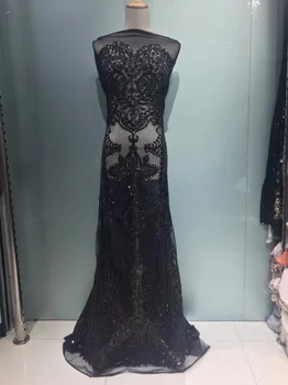 

NEW Wedding Gold Sequence Nigerian Lace Fabric Bridal Fashion African French Lace Fabric 5Yards Tulle Mesh Net Lace Materials