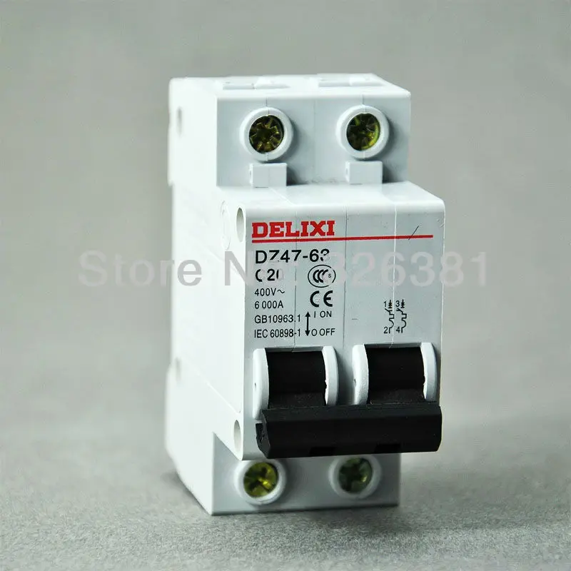 DELIXI бренд DZ47-63 C20 Тип 2P AC 400V автоматический выключатель 16A-63A воздушный Система