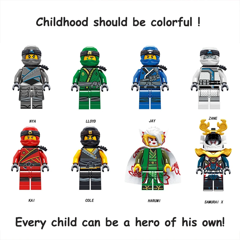 

For Legoings model building NYA LLOYD JAY ZANE HARUMI SAMURAI X COLE model building blocks PHANTOM NINJA toys Hot sale FigureS