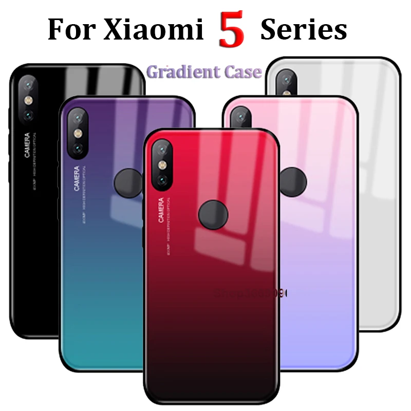 

Case On Ksiomi Redmi Note 5 Pro For Xiaomi Xiaomei Siaomi Xiomi Hongmi Remi 5 5A Plus A5 Gradient Caver Glass Back Cover Cases