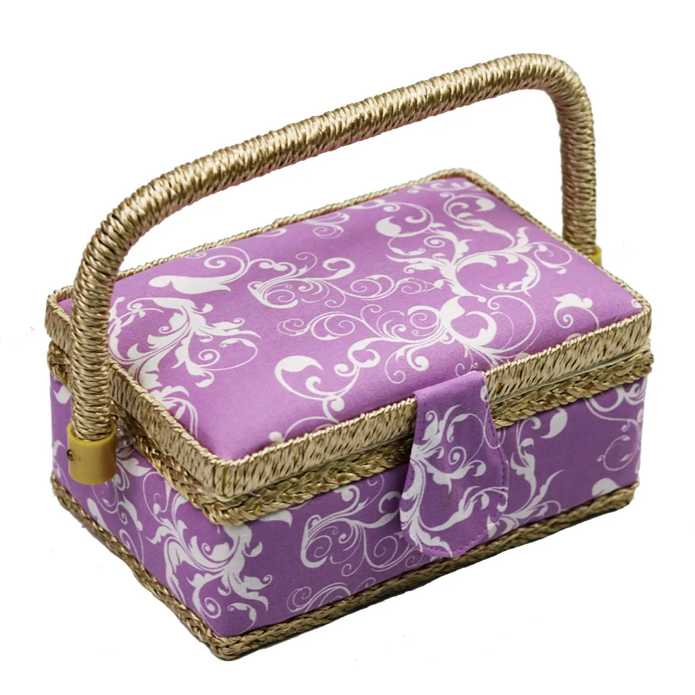 

Handmade Sewing Storage Box Cotton Fabric Craft Multi-function Household Sewing Tools Decorations for Home 19*13*10CM