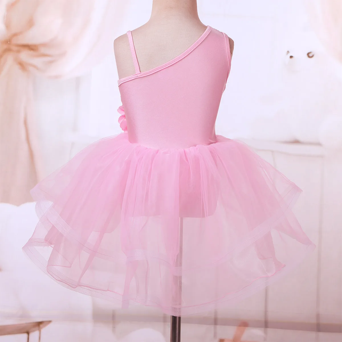 Iiniim/платье с цветочным узором для девочек; светоотражающие костюмы с блестками на одно плечо; балерина для детей; балетное танцевальное гимнастическое трико; платье-пачка