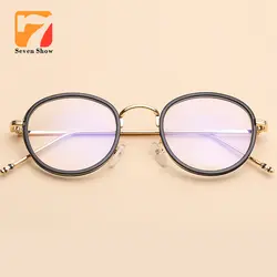 Унисекс круглые очки близорукость очки кадров Для женщин человек оптических Винтаж прозрачные линзы ретро декоративные очки oculos-де-грау