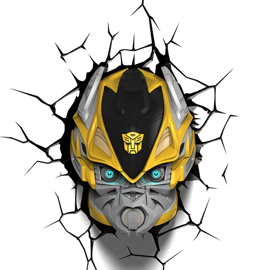 

Creative Transformers Bumblebee Face Modeling 3D Wall Lamp LED Night Light Home Decor Kids Gifts Free shipping