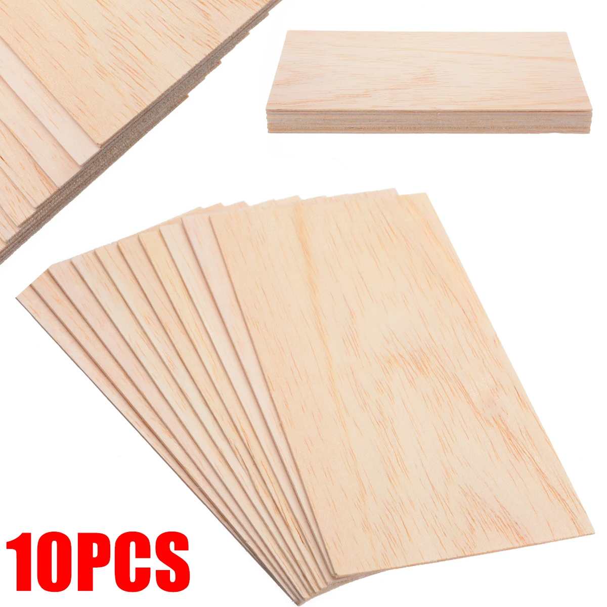 10 Pieces Balsa Wooden Plate Sheet Wooden Plywood for DIY House Ship Craft Model 