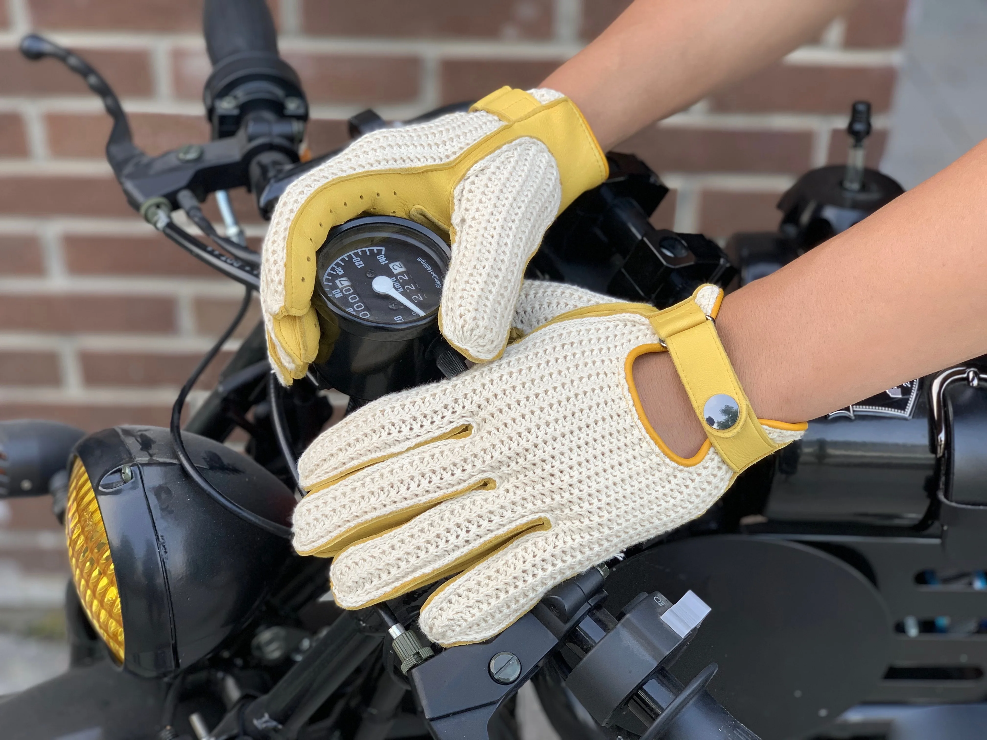 

Men's Motorcycle Car Driving Retro Crochet Deerskin Breathable Gloves Outdoor Sport Cycling Motocross Cafe scooter Bobber