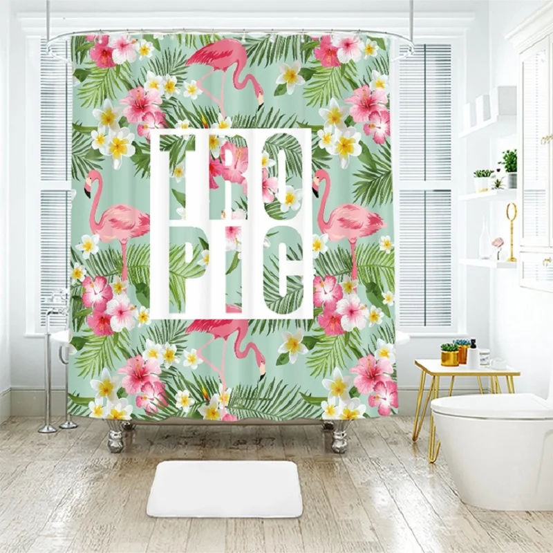 

Flamingo 3D printing Pattern Modern Polyester Waterproof Mildew Shower Home Decoration Curtain Bathroom Curtain