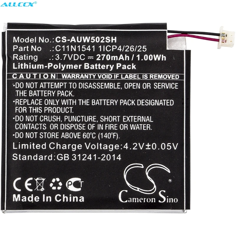 

Cameron Sino 270mAh Battery 0B200-01760100,C11N1541 1ICP4/26/25 for Asus W1502QF,ZenWatch 2
