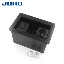 JOHO Desktop Socket 16A Power Socket Electrical Outlet Aluminum Black Silver Panel Table Socket Lift Cover Open Type Socket