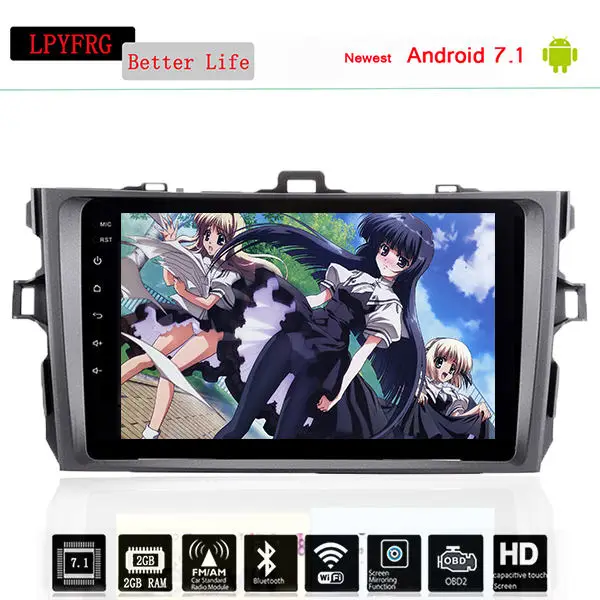Discount 4G+64G 2 din android car dvd player for toyota corolla 2007 2008 2011 car radio gps with steering wheel navigation Android 9.0 1