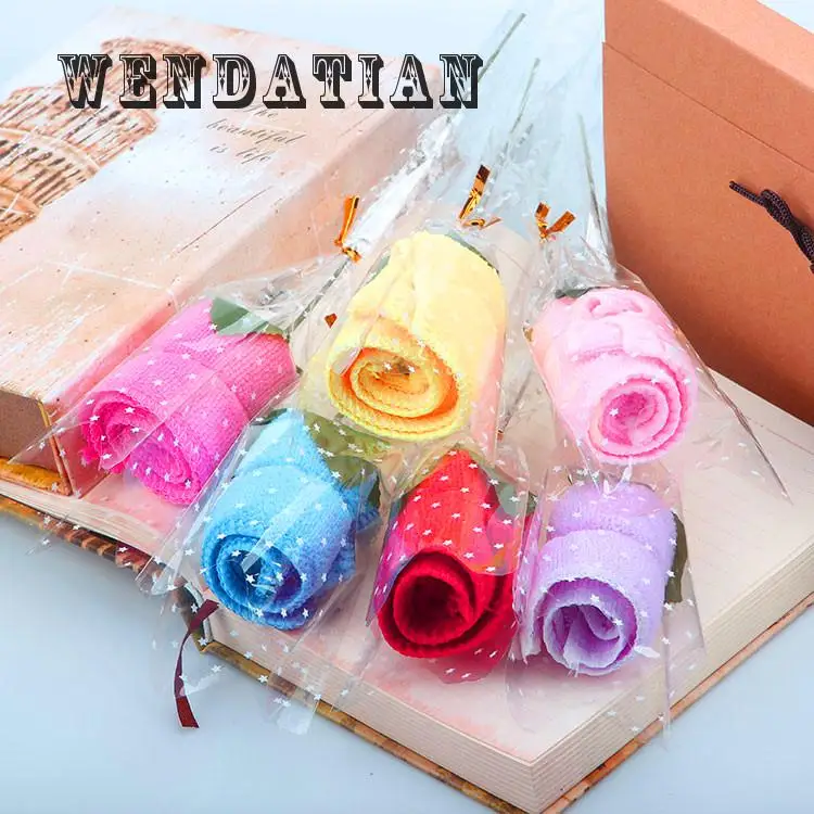 

20*20cm Home Textile candy color rose modeling fiber small Cake Towel for Event Party Favors 30pc/lot