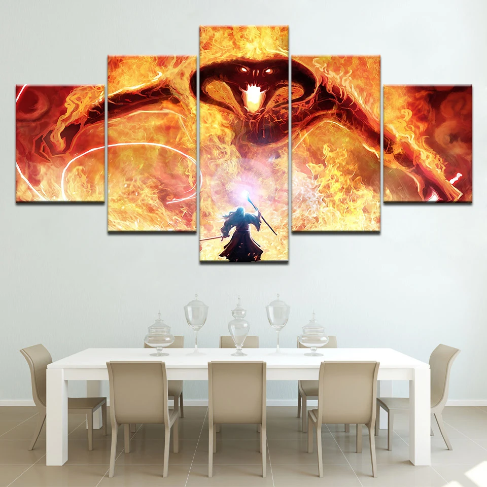 Home Decor HD Printed Wall Art Painting Pictures 5 Panel The Lord Of