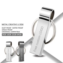 Usb флеш-накопитель 2,0, серебристая металлическая флешка, 128 ГБ, 64 ГБ, 32 ГБ, 16 ГБ, 8 ГБ, 4 Гб, память, флешка, память, usb браслет, ключ, бесплатный логотип