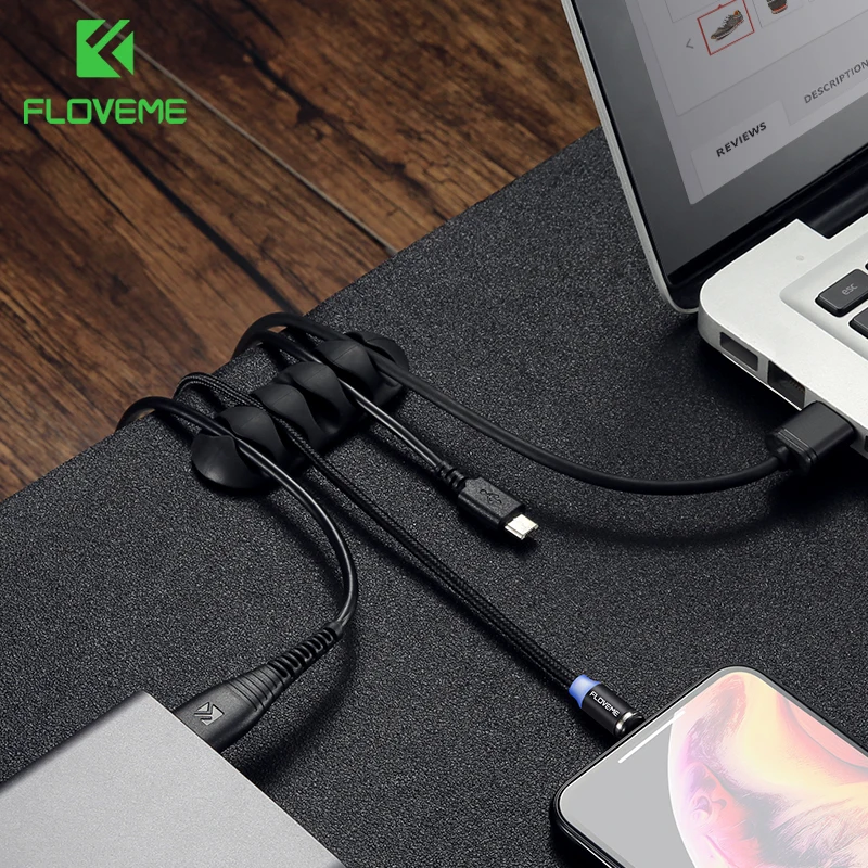 FLOVEME Кабельный органайзер USB зарядное устройство кабель протектор намотки Настольный кабель управление зажимы держатель кабеля для наушников