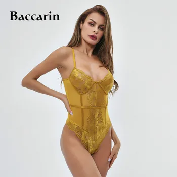 

2019 Floral Embroidery Lace Bodysuit Women Fashion Sexy Bodysuit Skinny Mesh Bodysuit Overalls Nightwear