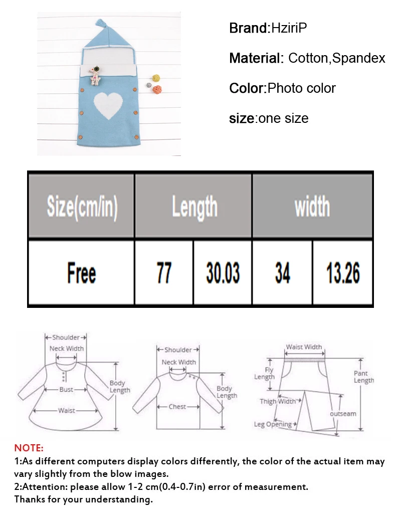 Hzirip Детские спальные мешки мягкий вязаный конверт для новорожденных пеленать хлопок в форме сердца двухслойная цельная коляска с капюшоном спальный