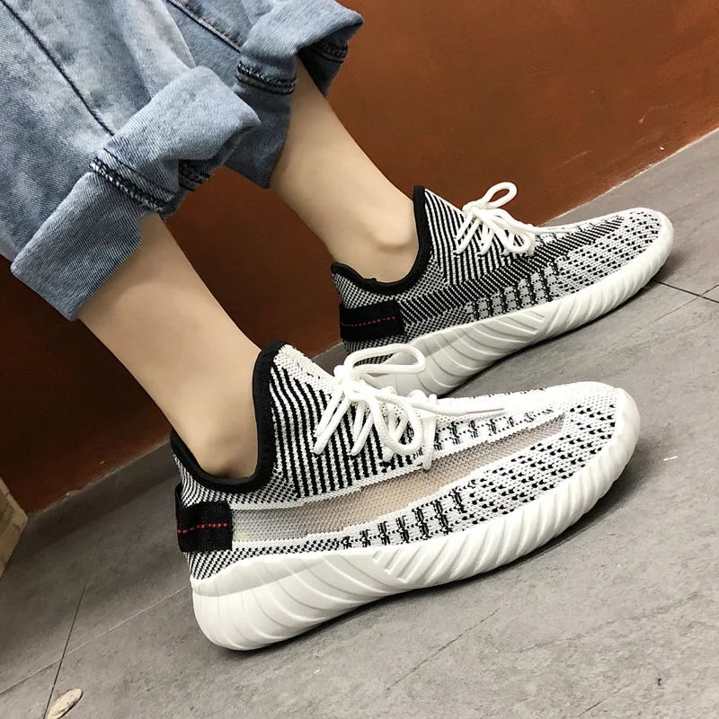 Shoes female 2019 spring and summer new Korean flying woven sports shoes women's breathable running shoes women's shoes
