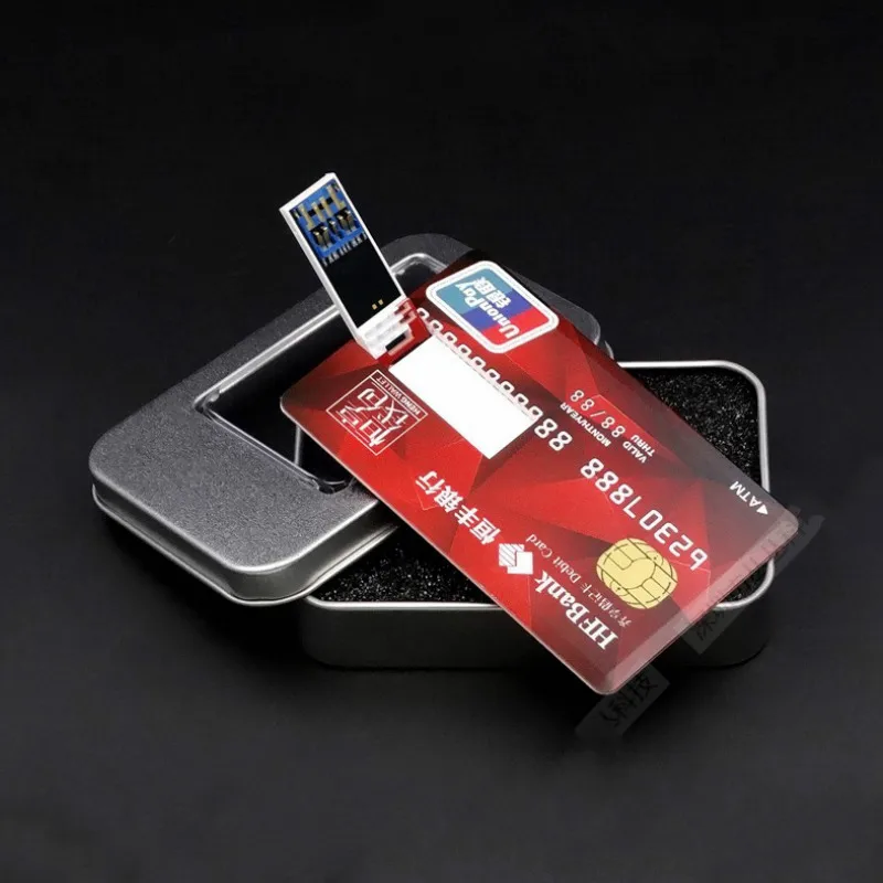 dois lados da impressão completa de cartão cartão de crédito de flash drive com logotipo personalizado