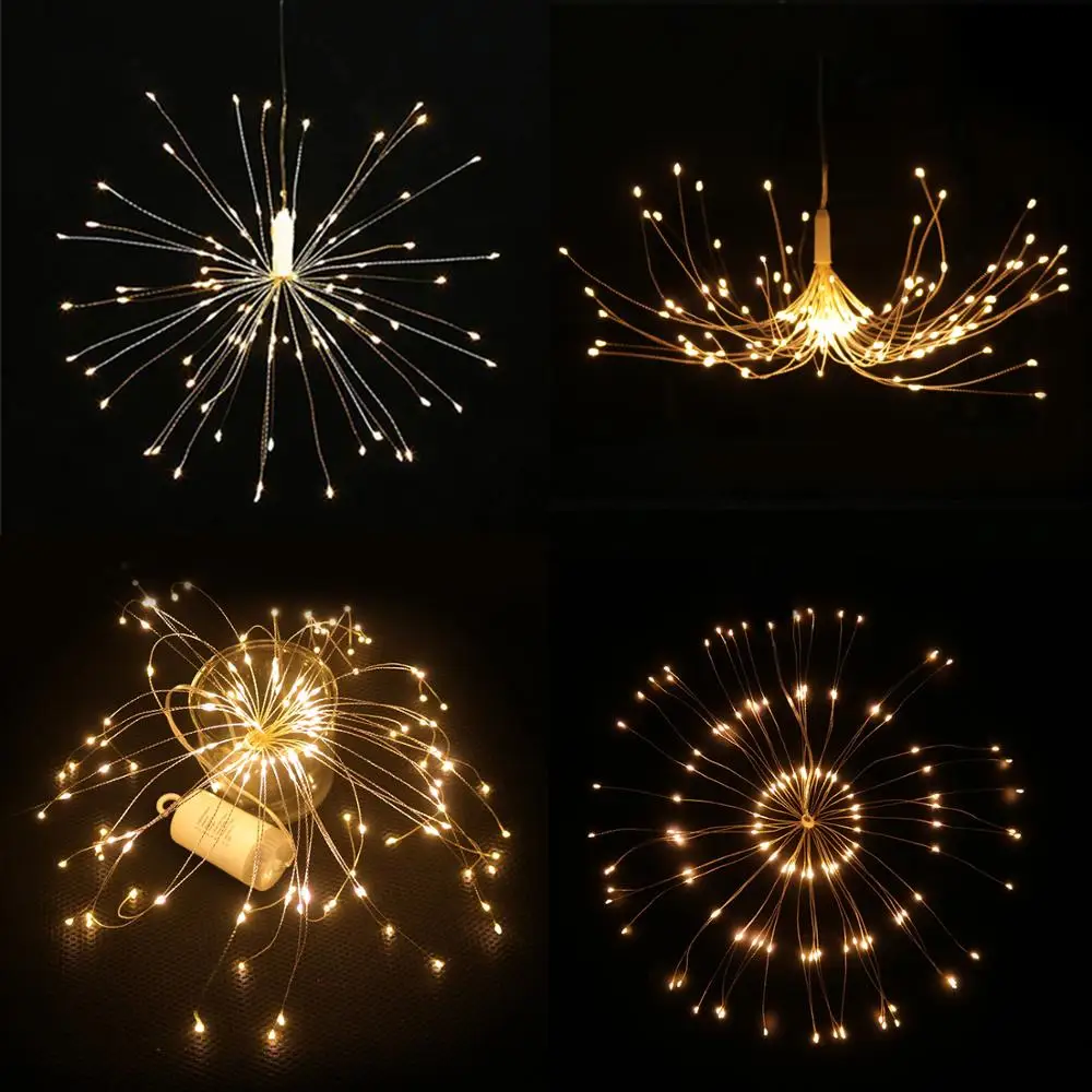 

Outdoor IP65 Hanging Starburst String Light 150LEDs 180 Leds DIY Firework Flexible Copper Fairy Garland Twinkle Lighting