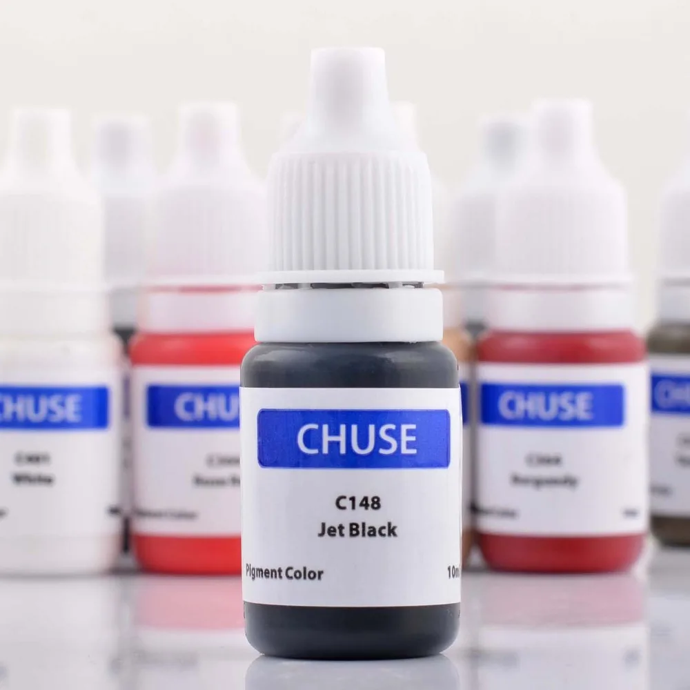 CHUSE Permanent Makeup Ink Eyeliner Tattoo Ink Set Eyebrow Microblading Pigment Professional Encre A Levre 10ML Jet Black C148