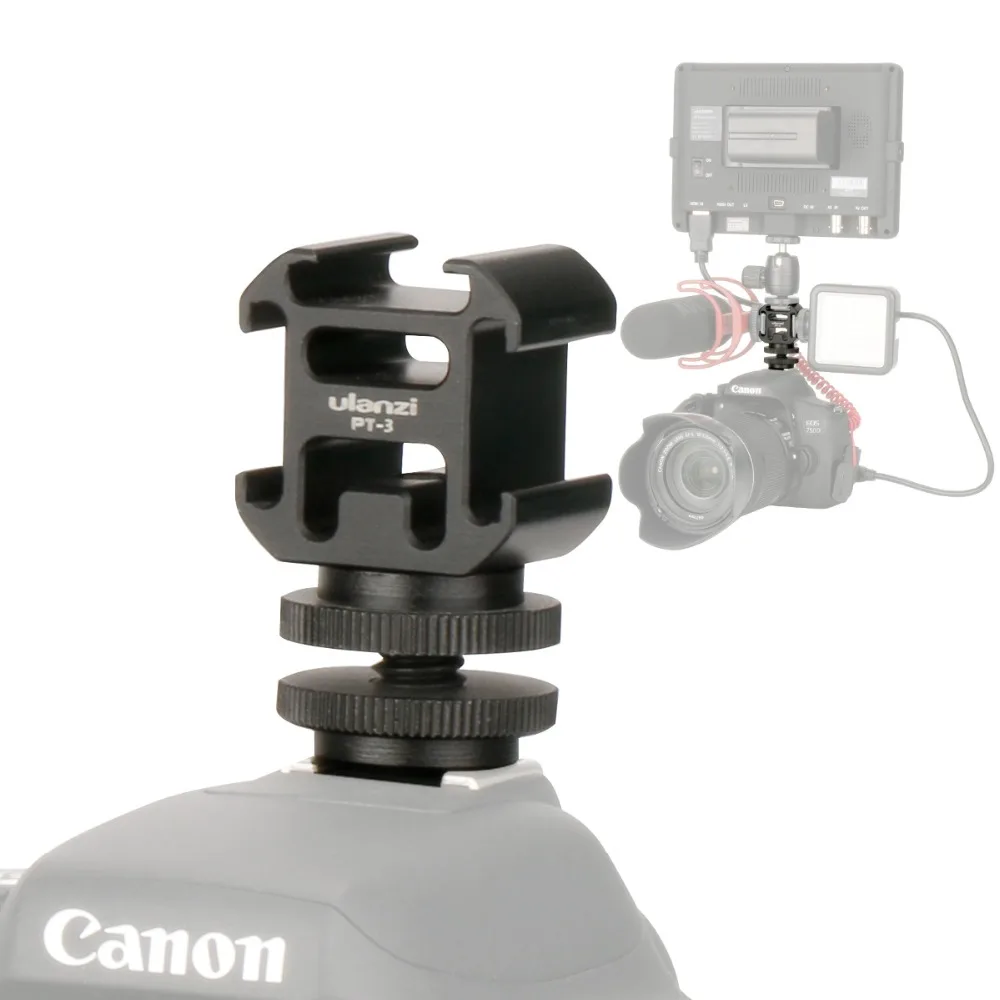 

Ulanzi 3 Camera Hot Shoe Mount Adapter for Boya Rode Microphone Mini LED Video Light for DSLR Camera Canon Nikon Petax Sony
