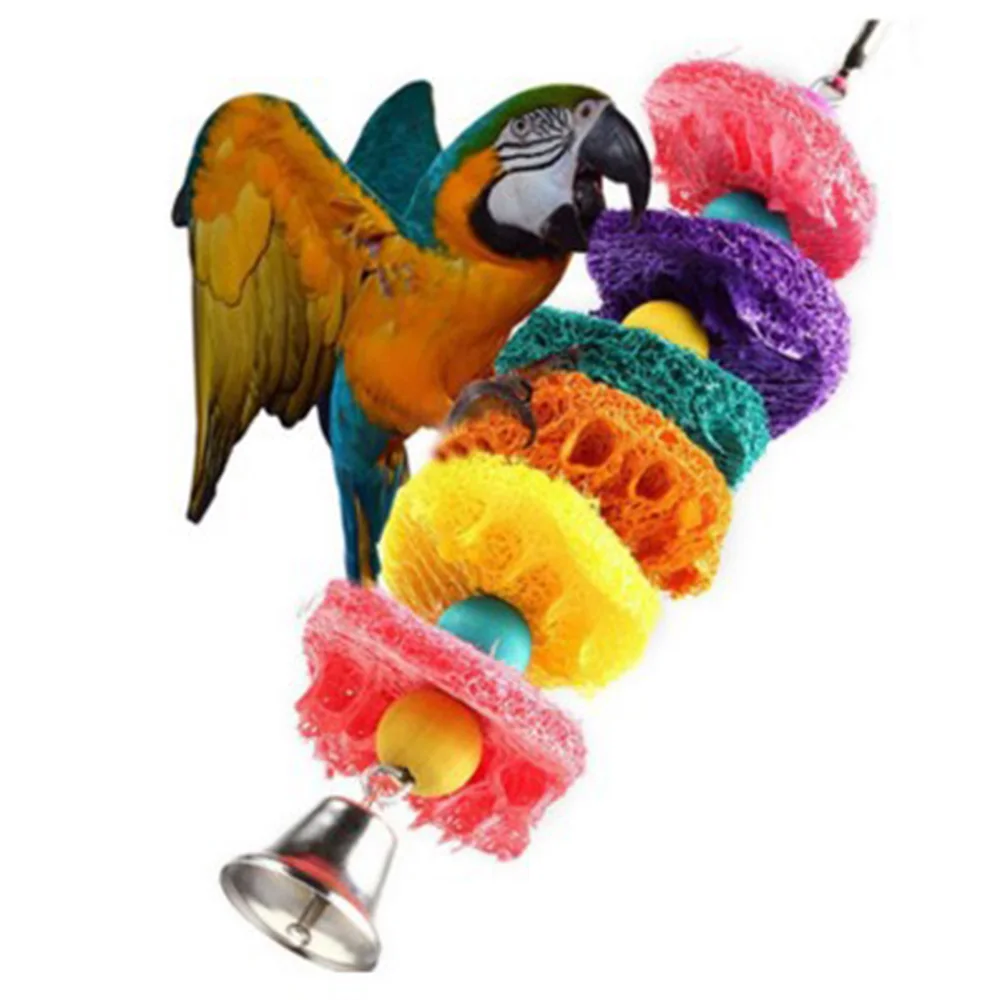 

Parrot Chew String Loofah Hand Grab Bite Toy Climb Cage Ladder Bird Parrot Swing