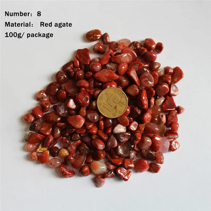 100 г/фото все виды натуральный кристалл камень кварц полудрагоценный щебень барабанные камни, минералы для аквариума - Цвет: 8-Red agate