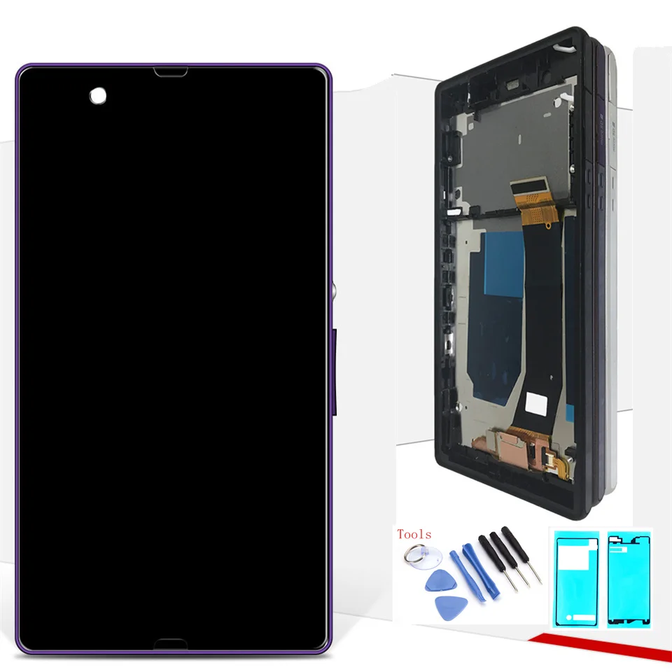 

For Sony Xperia Z L36h LCD C6606 C6603 C6602 C660x C6601 LCD Display + Touch Screen Panel with button frame Free Shipping