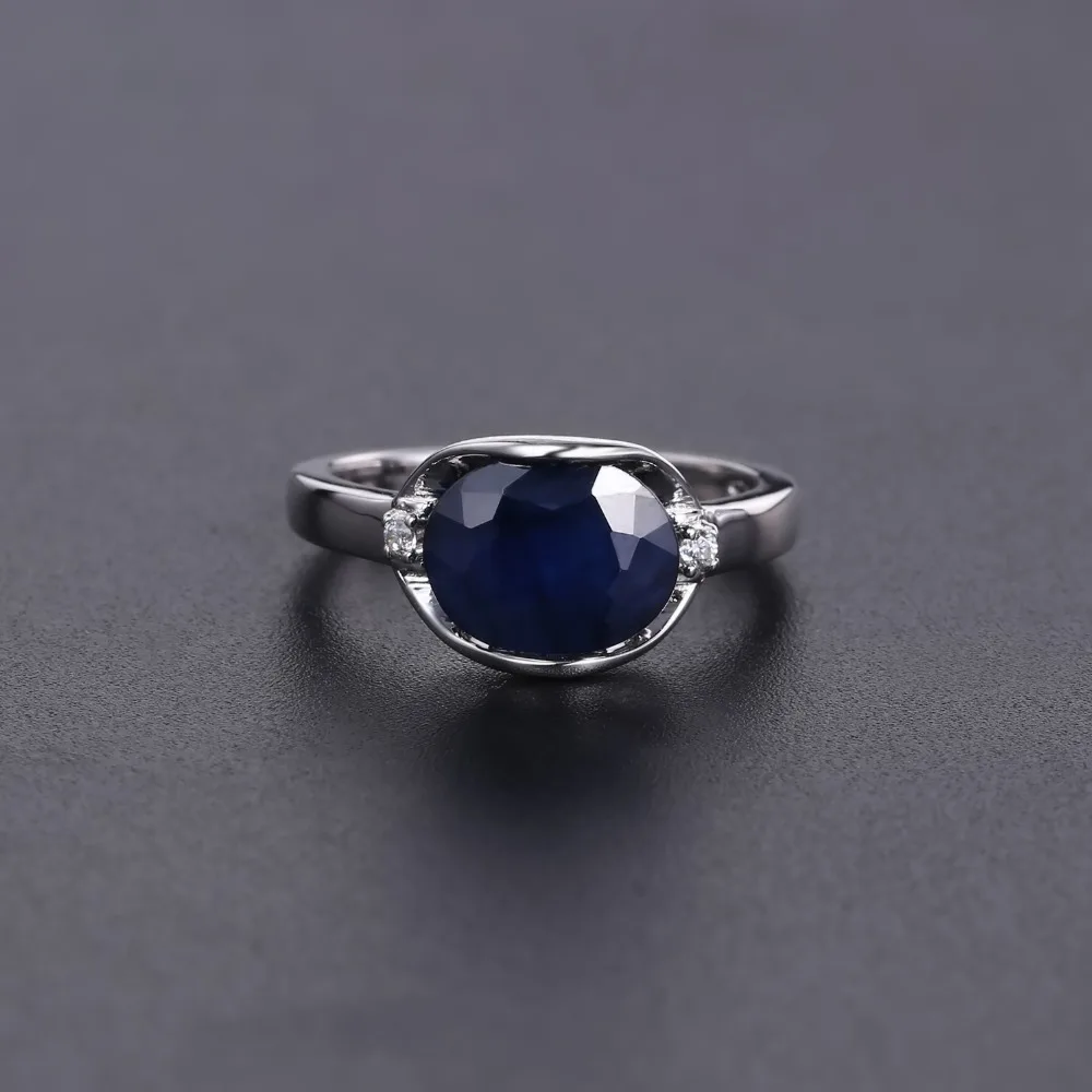 GEM'S балетные 925 пробы серебряные обручальные кольца 3.24Ct Натуральный Синий Сапфировое Кольцо из драгоценных камней для женщин ювелирные украшения