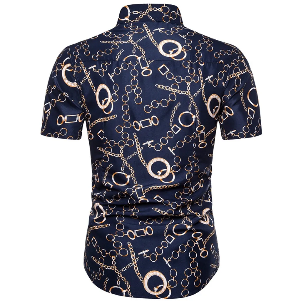 Гавайская Мужская рубашка, летняя, тонкая, свободная, гавайская, с коротким рукавом, с принтом, с отложным воротником, рубашка, топы, мужская рубашка, роскошная мужская рубашка