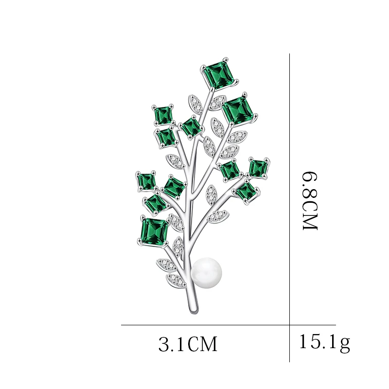 Винтажный ювелирный филиал с брошка в виде листьев булавка Модный дизайн красивый жемчуг зеленый кристалл броши ювелирные изделия подарок для друзей