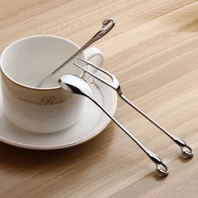 2Pcs/Lot Elegant Swan Figure Handle Coffee Spoons Ice Cream Dipper Tea Cocktail Soup Ladle Fruit Fork Cake Desserts Salad Pickle