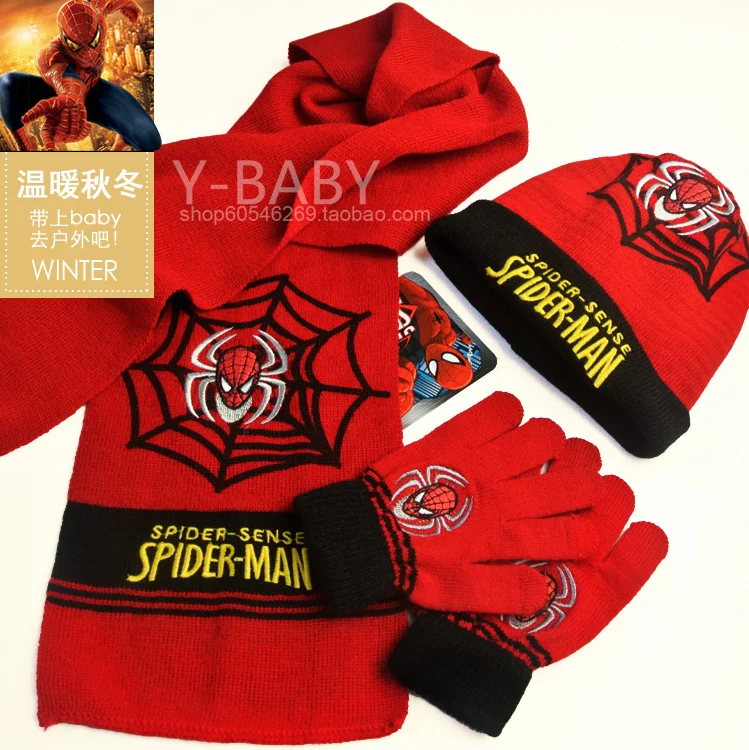 spiderman hat scarf and gloves set