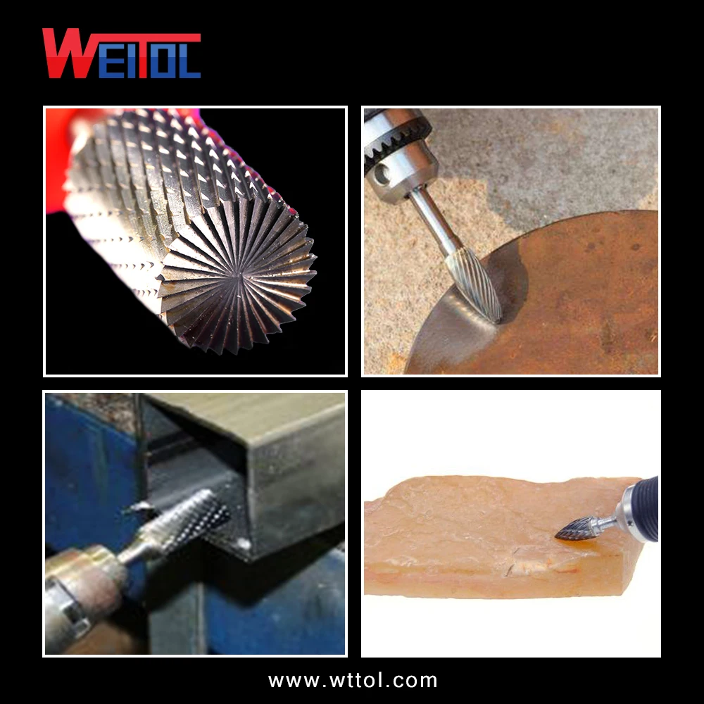 Weitol 3 шт. 1/4 дюйма 6 мм Т Тип карбида роторные файлы вольфрама заусенцы CNC