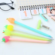 48 шт./лот фруктовый пирог гелевая ручка 0.5 мм черные чернила ручки Kawaii Apple жемчуг клубники Pine Apple канцелярские школьные принадлежности f137