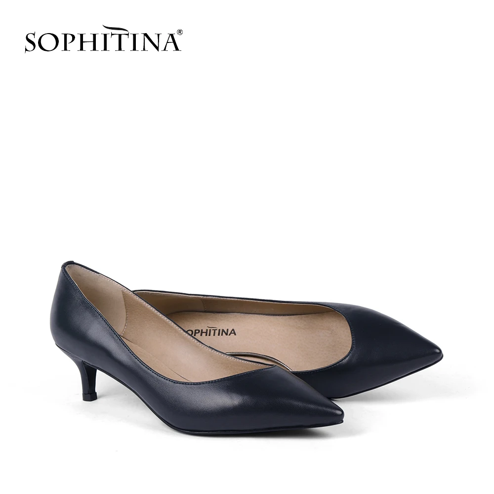 SOPHITINA Sexy Pointed Toe Pumps Fashion High Quality Genuine Leather Hot Sale Thin Heel Shoes New Design Women's Pumps MC146