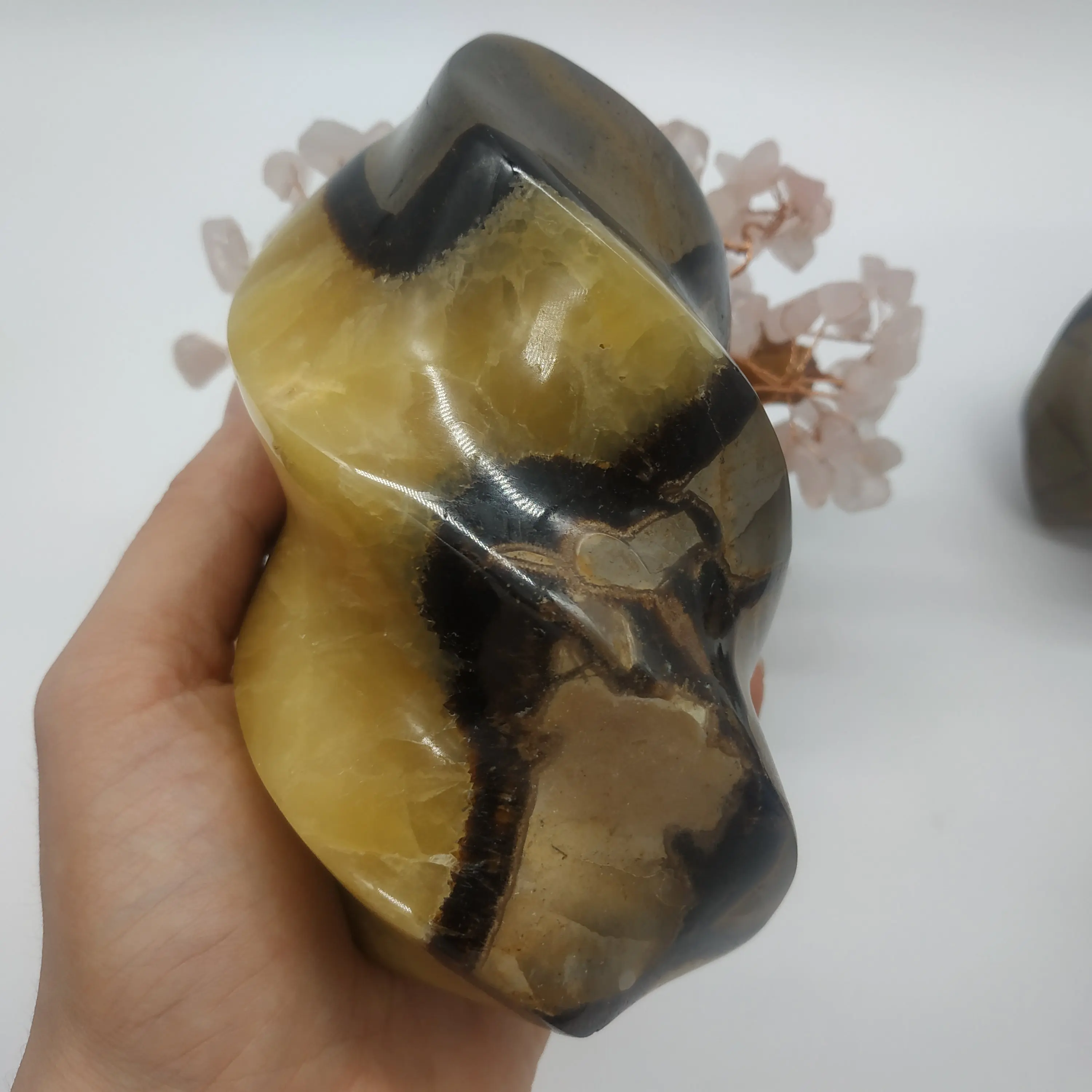 Natural Septarian Crystal Flame Specimen Craft Healing Polished Septarium Stone Home Decoration | Дом и сад