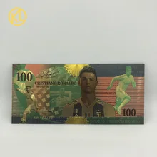 Star004 1pc profissional português jogador de futebol cristiano ronaldo lembrança notas da folha de ouro para os fãs de futebol(China)