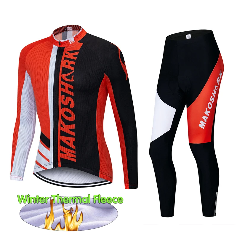Winter Thermal Fleece Long Sleeves Cycling Jersey Set Pro Cycling Clothing Suit Bike Wear MTB Bicycle Maillot Ropa Ciclismo