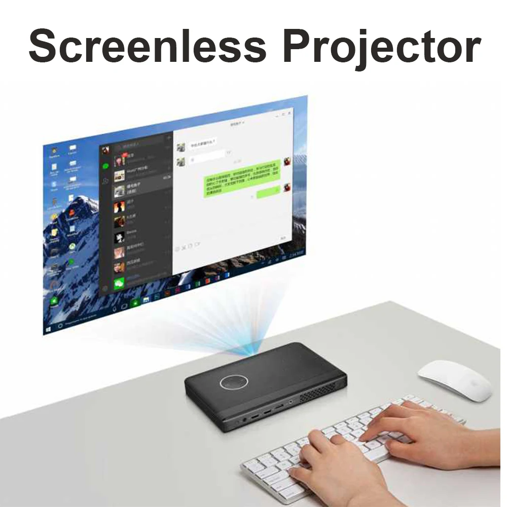 NIERBO Portable Projector Windows 10 4K 1080P Projector with 10000mAh Rechargeable Battery WIFI