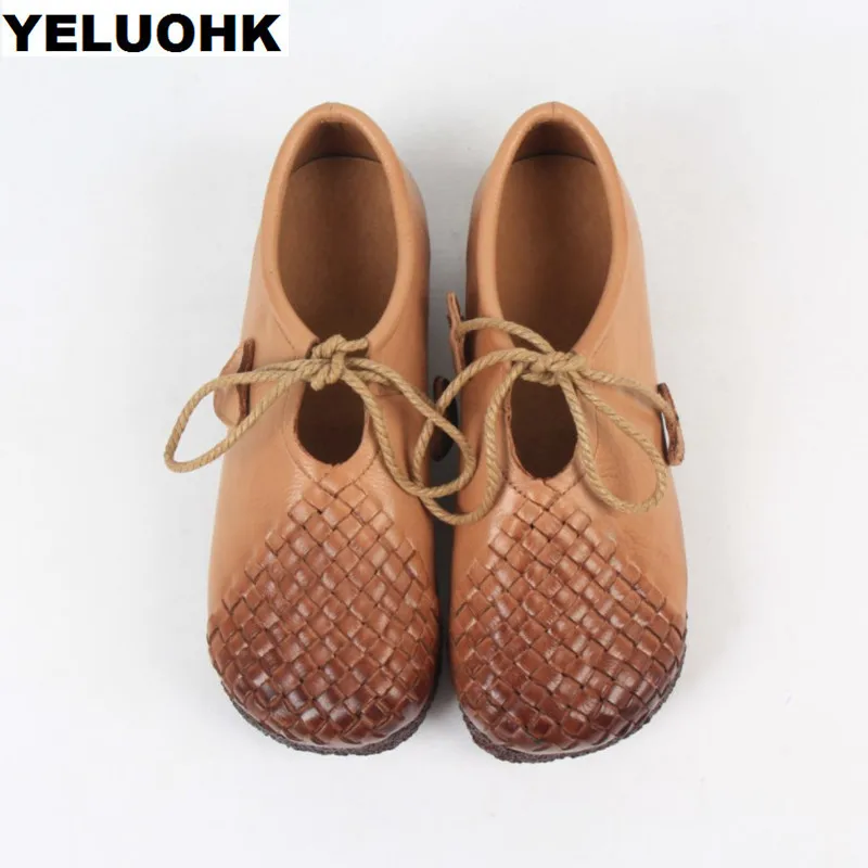 

Handmade Shoes Summer Women Flats Casual Genuine Leather Shoes Woman Moccasins Loafers Lace Up Ladies Shoes High Quality