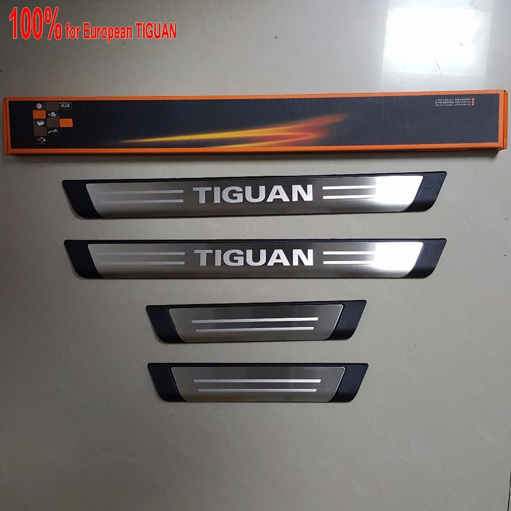 新しいユーロ37 44 Vw Volkswagen Tiguanドア敷居ステンレス鋼スカッフプレートしきい値をステッカーアクセサリー4ピース Stainless Steel Scuff Plate Steel Stainlesssteel Plate Aliexpress