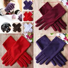 1 пара, Модные женские перчатки до запястья, сексуальные черные белые красные короткие Сатиновые стрейч-перчатки для девушек, перчатки для рук