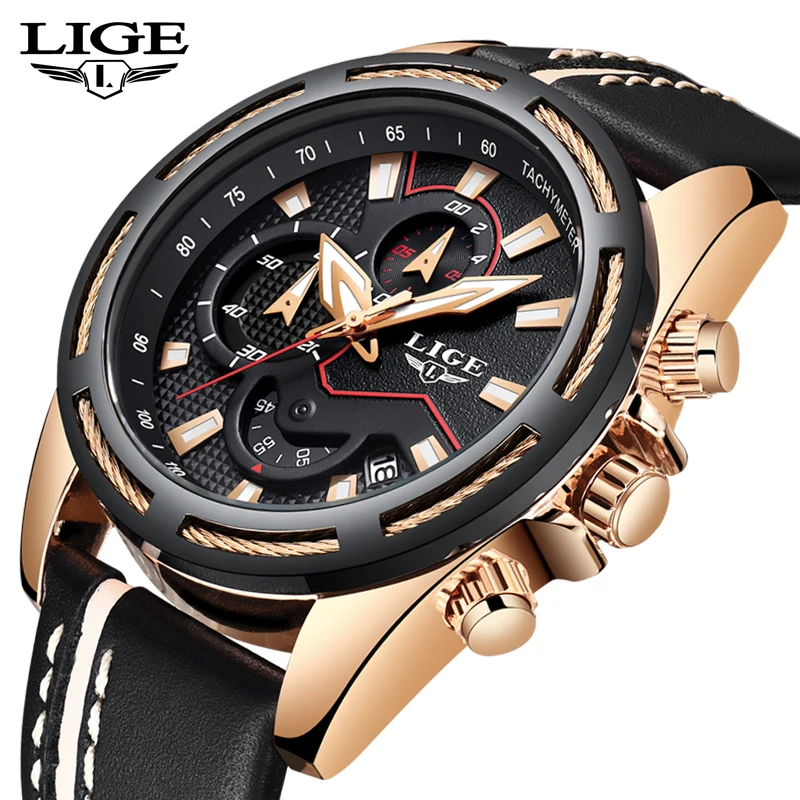 

2019LIGE Fashion New Mens Watch Quartz Movement Sports Waterproof Highend Brand Watch Men Boutique Chronograph Relogio Masculino